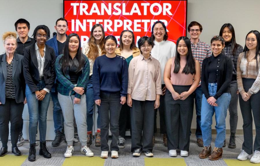 Members of the Cornell Translator-Interpreter Program pose for a portrait in Kennedy Hall