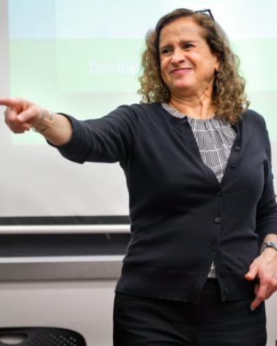 Senior lecturer Brenda Schertz teaches an American Sign Language class.