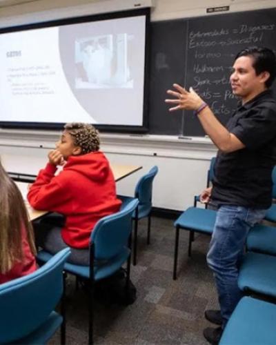 Danilo Moreta, a graduate student raised in Colombia, leads a Spanish-language section of a plant science course at Cornell University. (Jon Reis/Hechinger Report)